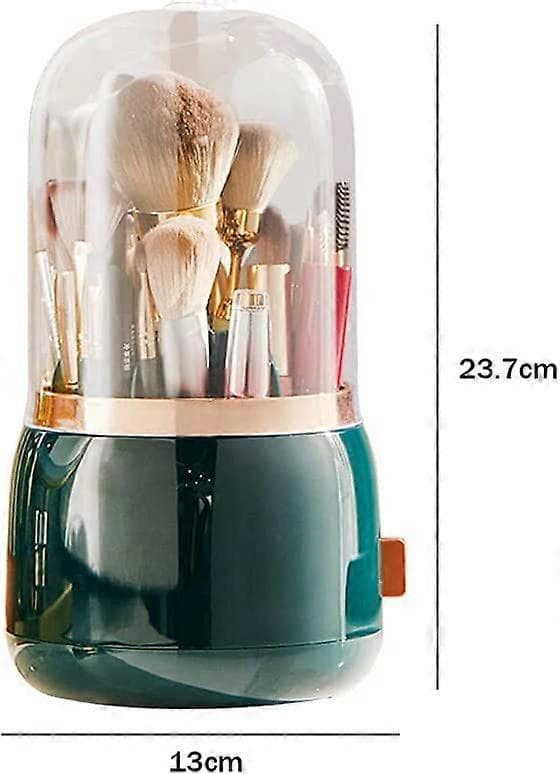 Makeupbørsteholder, 360 roterende opbevaringsbeholder til makeupbørster, makeuporganisator til makeupbørster, læbestift Green