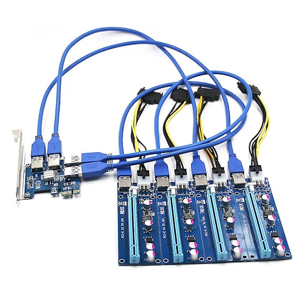 PCI-Express 16x Slots Riser Card PCI-e 1x Till Extern 16x PCI-e USB 3.0 Adapter