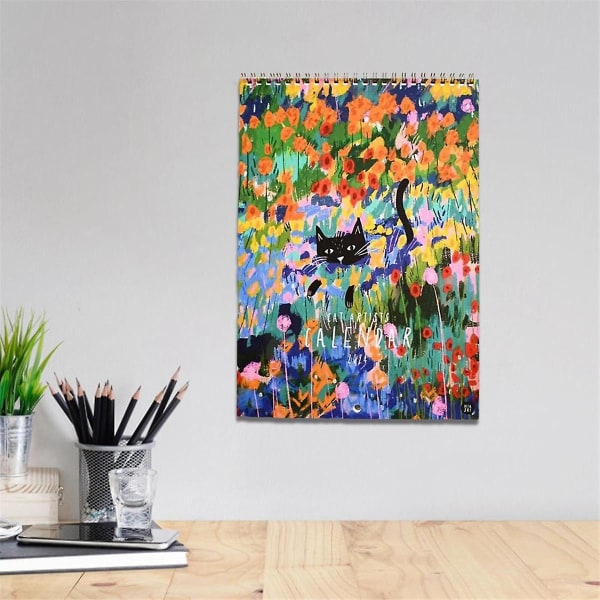 2024 Katter i Kunst Veggkalender - 12 Måneder Premium Planlegger Gave 2024 Katt Hagekalender