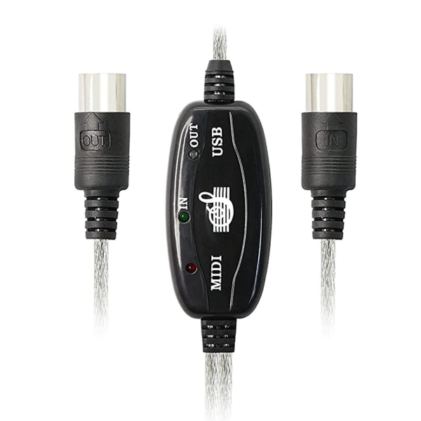 Usb midi kabel adapter, usb type A han til midi din 5 pin ind-ud kabel interface med led indikator