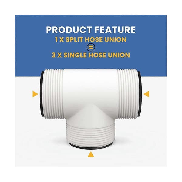 Slangeadapter Udskiftning til & Pool Split Slange Tee T-Samling Union med 3 L Ringe Konnektor, Forbinder