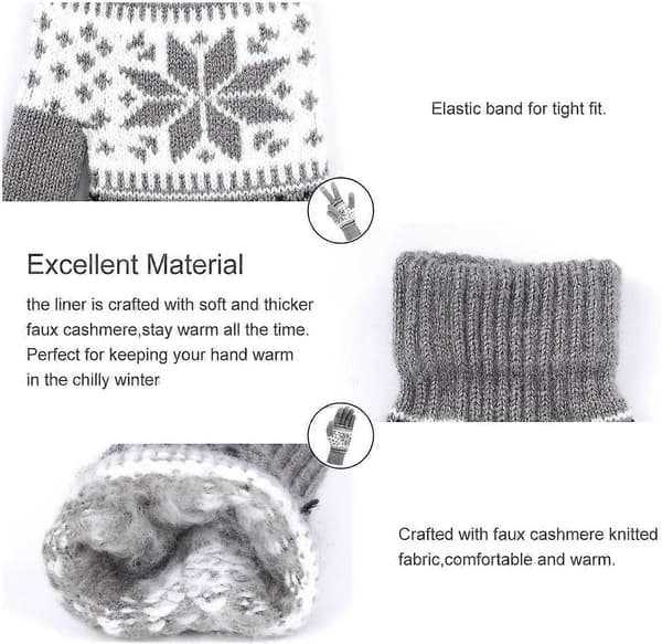 2025 Egnede Dame Strikkede Handsker TouchScreen Vinter Sne Blomsterprint Varme Vanter Unisex
