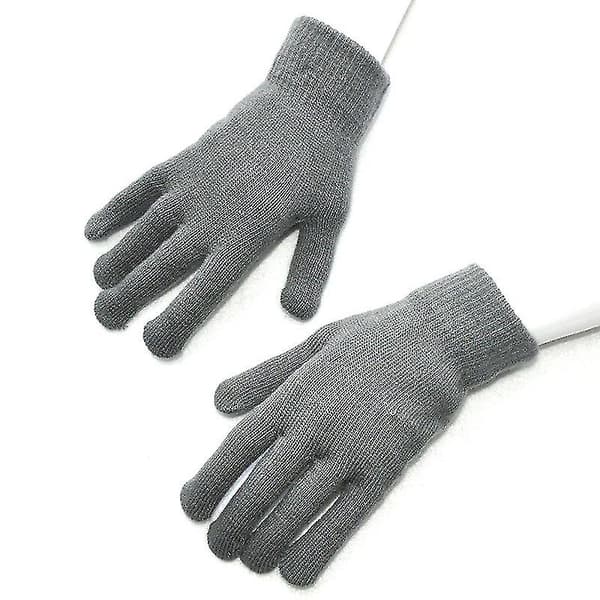 1 par Enkla Stickade Parhandskar Vinter Enfärgad Hel Finger Vantar Hand S-xl