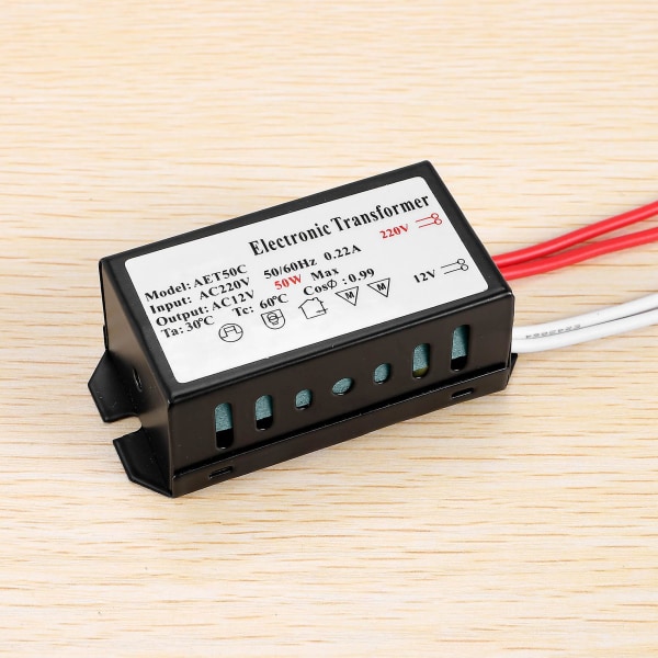 Elektronisk transformator for halogenlys 200-250V til 12V 50W