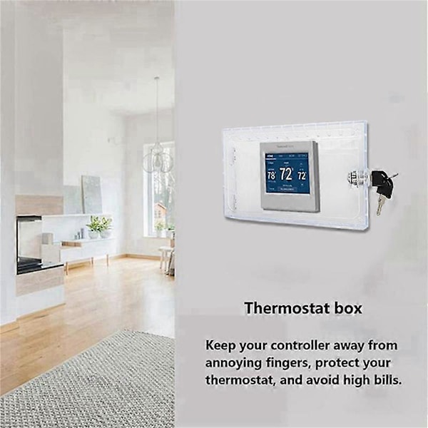 Universal Termostat Låseboks med Nøgle, Klar Termostatdækning til Termostat på Væggen, Termostatbeskyttelse