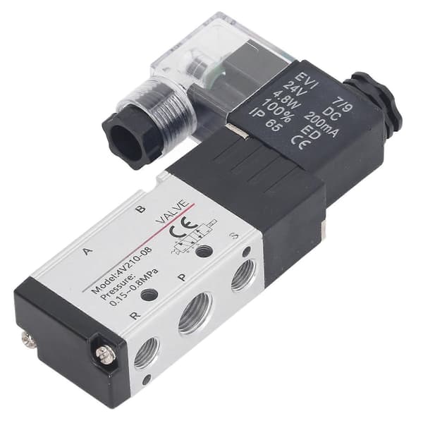 GEYA Reverserende Magnetventil 2 Positioner 5 Vejs 1/4in PT Enkelt Spole Pilotstyret Elektrisk DC24V YEMAA