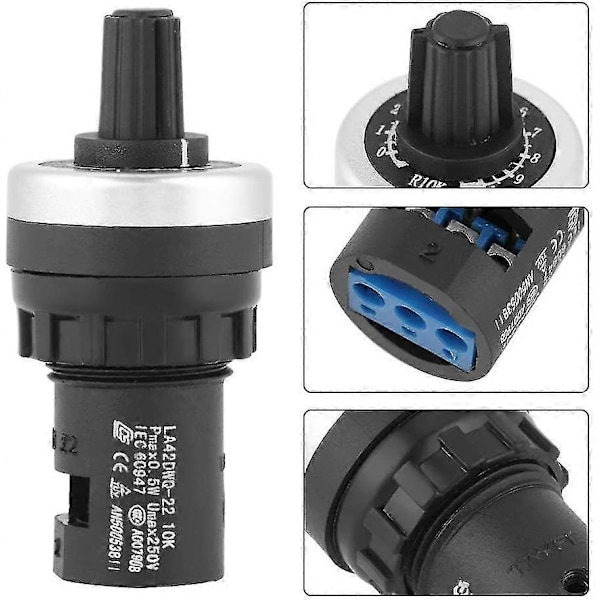 10k Ohm Potentiometer, Guvernør Rotary Potentiometer Panelmontering Vsd Vfd Til Variabel Hastighed Drev Invertblack1stk)