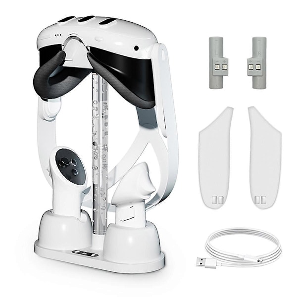 Lataustelakka 3 VR-lasille Latausteline Latausasema 3 RGB-valoilla Varastoteline