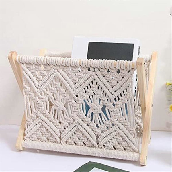 Boho tidningsställ, repvävd tidningsställ, tidningskorgar med reptygdesign, tidningsställ H