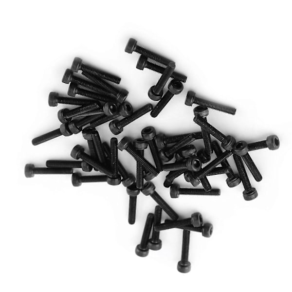 M3 Svart sekskant skrue bolt sett (M3*16mm, fullt gjenget, 50 stk) YEMAA