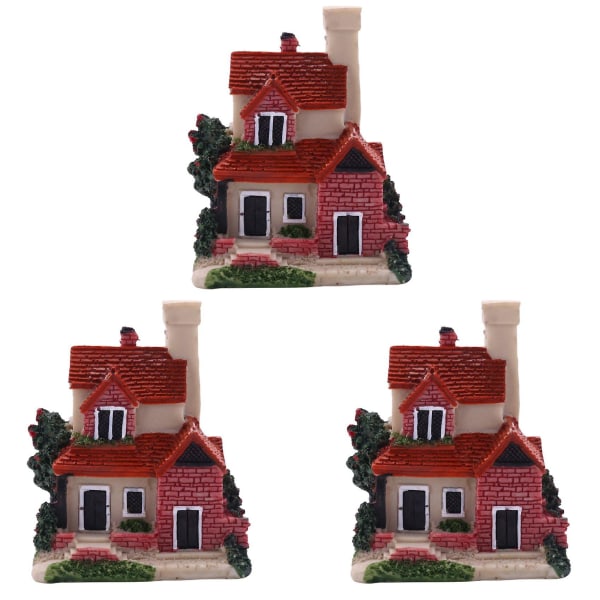 3x Söt Mini Resin House Miniatyrhus Fairy Garden Landskap Hemma Trädgård Harts hantverk 4 Styles C