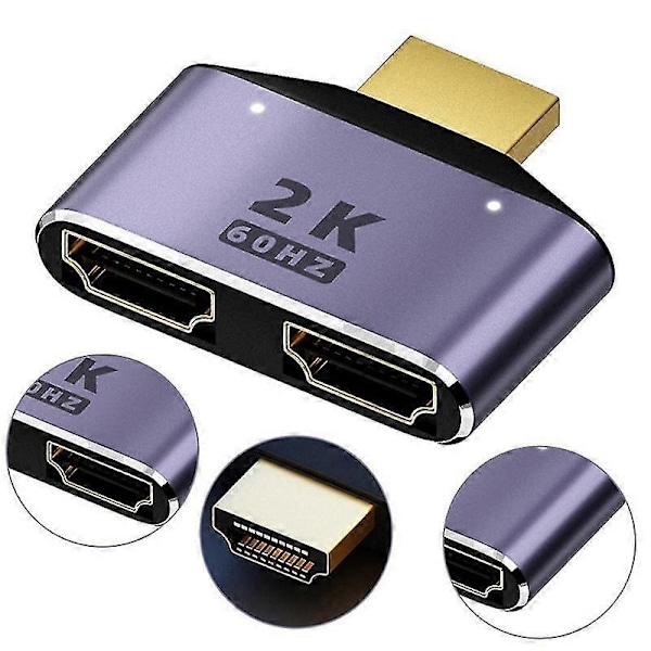 Hd 2k Dual Output Splitter Monitor 1 Til 2 Vejs Han Til Dual Hun Konverter - SFYGV