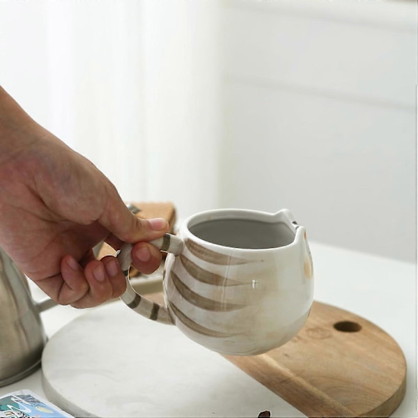 SBSG Søt Katte Kaffekopp med Ører, 355 ml Keramisk Katte Tekopp for Kvinner og Menn, Katte-temavalget for Katteelskere