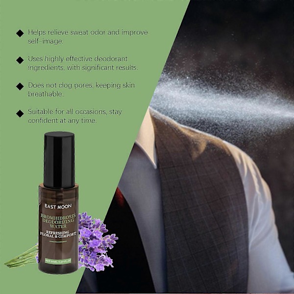 Opfriskende spray til mænd mod armhulesved og lugt, rensende naturlig duftbehandling