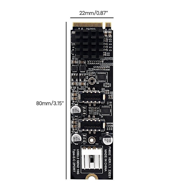 Nvme til 2-port USB3 10G Udvidelseskort Adapter Asm3142 Høj ydeevne