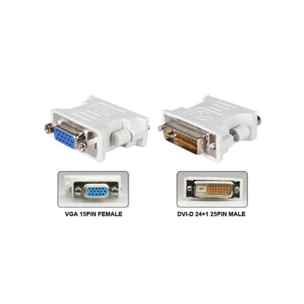 DVI-D Hann til VGA Hunn Sokkel Adapter Konverter VGA til DVI/24+5 Pin Hann til VGA Hunn Adapter Konverter