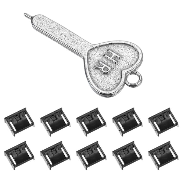 10 st Port Blocker Låsande USB-port/Dammskydd PC Blocker med Kodad Nyckel, Svart Svart
