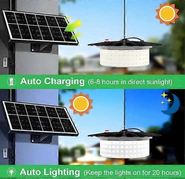 224-LED Solar Pendellampe med Bevegelsessensor, Solar Skurlys, Pendellampe
