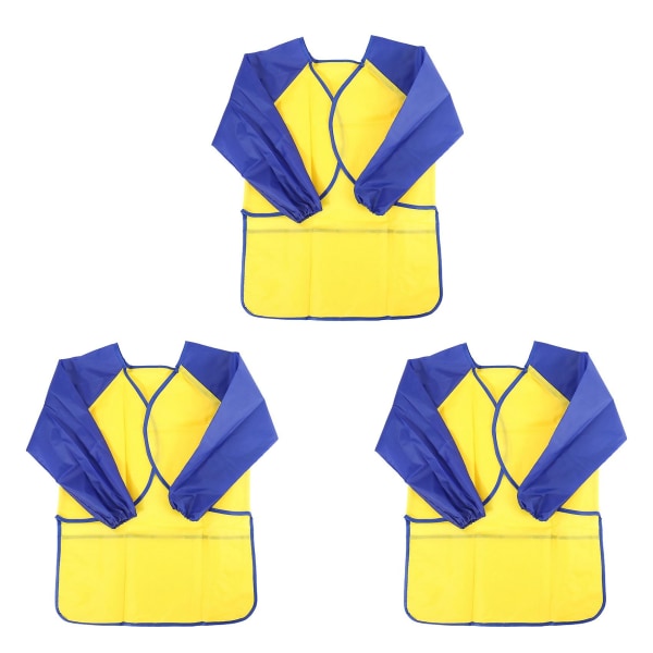 3x vattentät lekförkläde för småbarn för barn, småbarnsmocka med 3 rymliga fickor (färger och penslar
