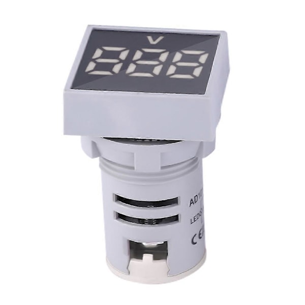 AC20-500V LED Indikatorlys Mini Digital LED Display Voltmeter Kvadratisk Signallampe (Hvit)