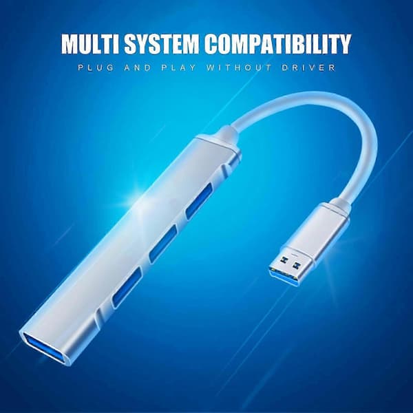 Bærbar 4 Ports USB 3.0 Hub Forlængerkabel Splitter til Telefon Computer Pad