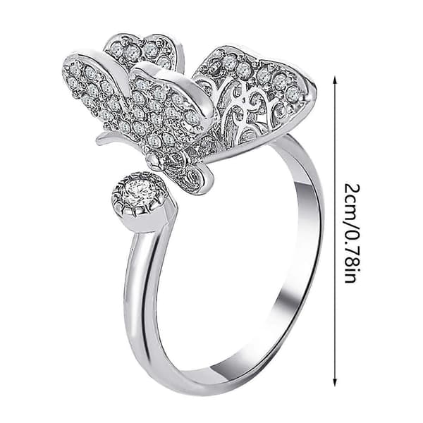 Dam Mode Ring Diamant Kärlek Fjäril Ring Öppen Kreativ Ring