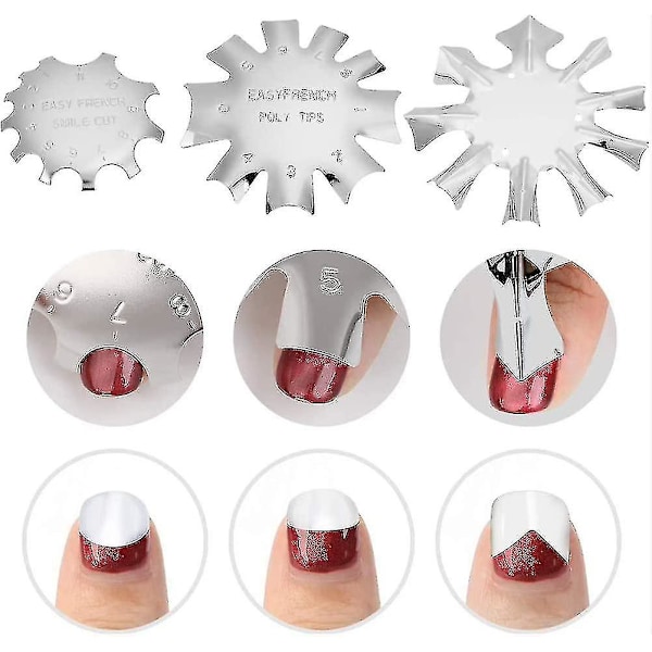 Neglekunst Manicure Kanttrimmer Cutter Model, Nem Fransk Smile Line Manicure Værktøj Rustfrit Stål Formet Akryl Gel Cutter Skimmel Kit Til DIY Acr