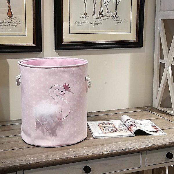 Smutsig Tvätthållare Rosa Svan Organiseringskorg Dragkedja Förvaringskorgar För Leksaker Böcker D35xh40cm