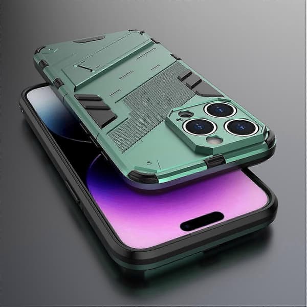 Til iPhone 16 Pro-deksel PC+TPU Støtsikkert telefondeksel med støtte -