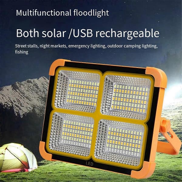 LED Solar Flomlys 1500W Oppladbart Nødlys Campinglys Utendørs Vanntett Bærbar Søkelys