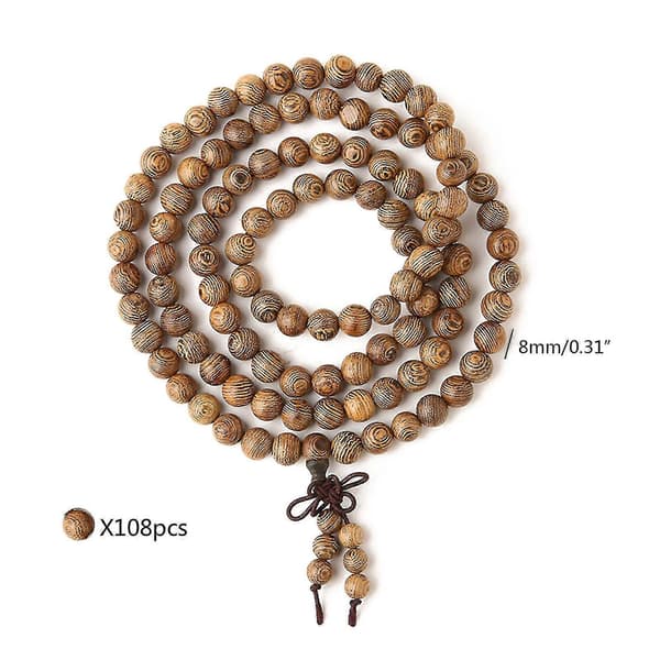Buddhistiske Perler Halskæde 108 Buddhistiske Bedeperler Træperle Armbånd