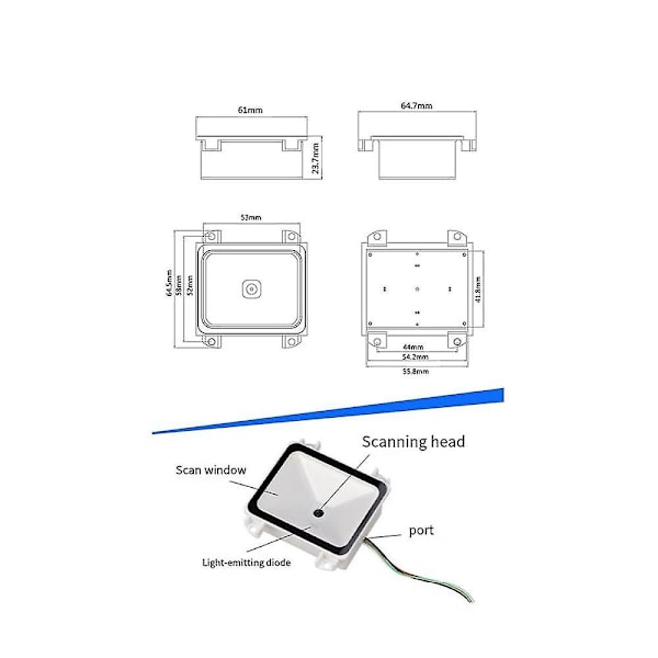 Indlejret 2D stregkodescanner USB QR stregkodelæser RS232 TTL interface kiosk lille fast installation stregkodeprinter