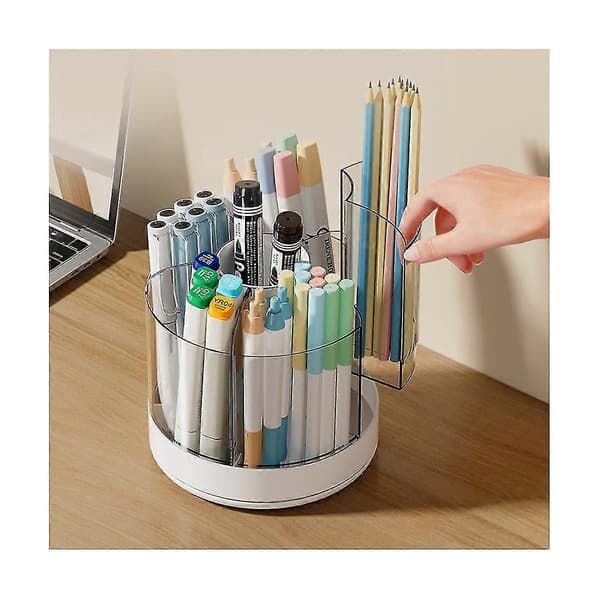 Pen Holder Organizer Til Skrivebord Kosmetik Organizer - Roterende Blyantholder Til Pensel Farveblyant Mar
