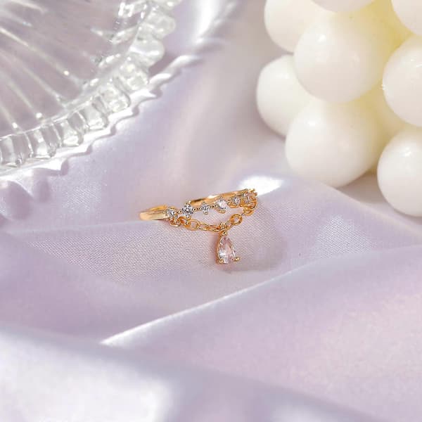 Dame Mode Kreativ Diamant Dråbe Vedhæng Ring Åbning Fleksibel Ring