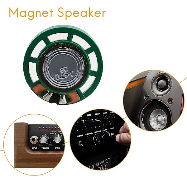 2 stk. 1/4w 0,25w 8ohm 27mm Rund Ekstern Magnet Højttaler, Lydforstærker, Højttalertilbehør