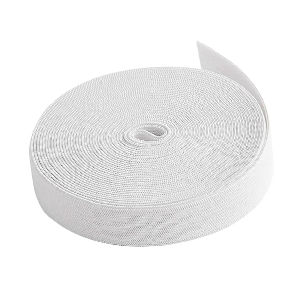 Valkoinen ompelukuminauha 40 m 3/4 tuumaa neulottu elastinen puola, raskas, joustava, erittäin joustava hihnamateriaali
