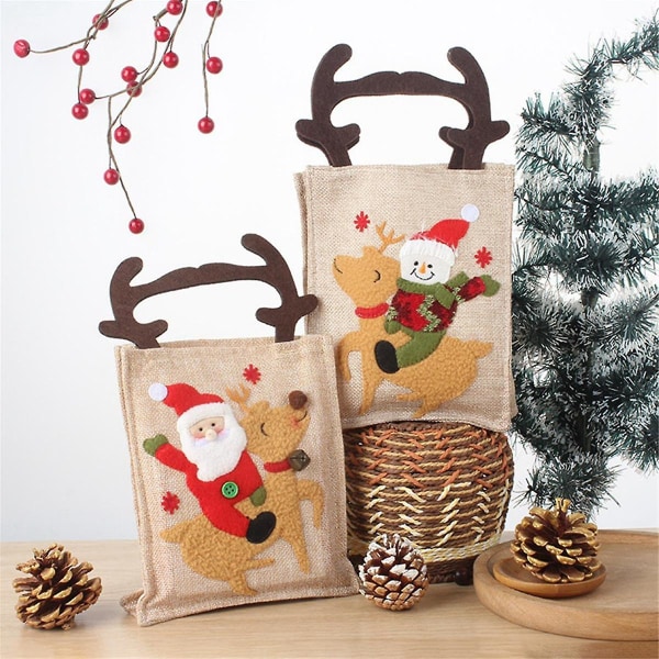 -mønster julegodterigaveposer Gaveemballasjepose med -form håndtak,nyttår,skoleklasserom og