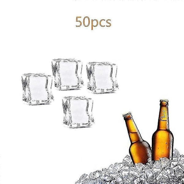 50 stk Akryl Isbiter Plast Genfrysbare Vaskbare Simuleringsis Til Fest Og Bryllup