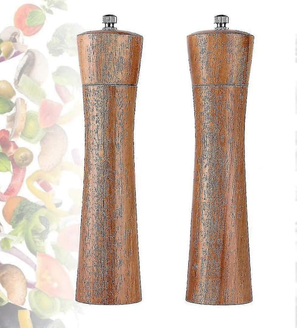 Træ Peberkværn, Krydderikværn Træ, 2 Styk Salt Peberkværn, Manuel