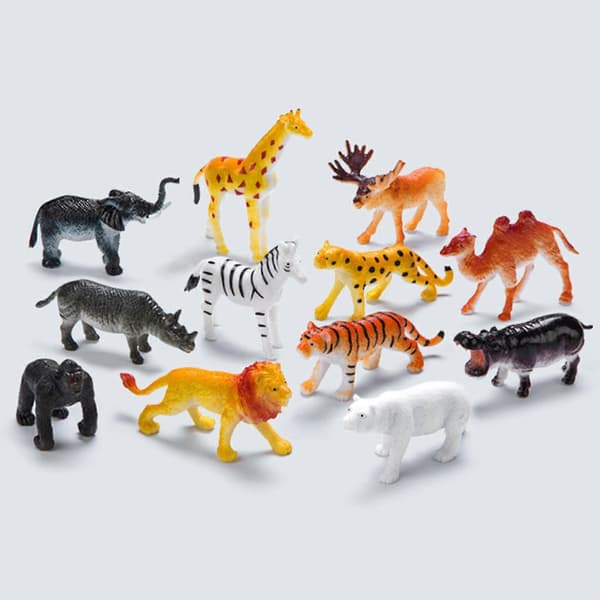 12 stk. Dyrefigurer Sødt Udseende Svejsningsproces PVC Miniature Mini Dyrefigurer Til Samling