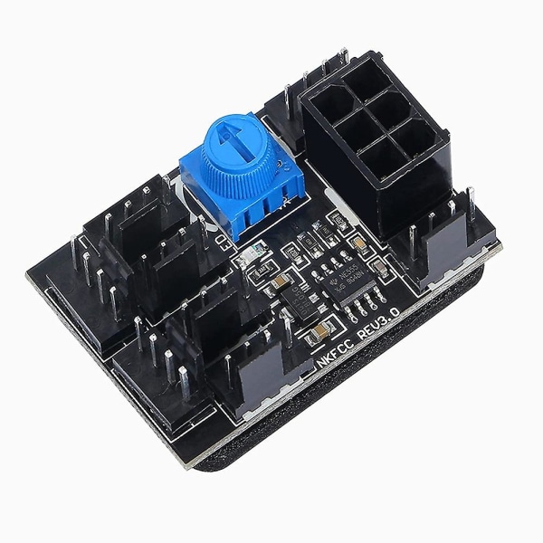 3-Pin 4-Pin Fan Adapter PWM PC Case Cooling Fan Hub 8-Way Splitter 12V Speed Controller with 6-Pin Power Port