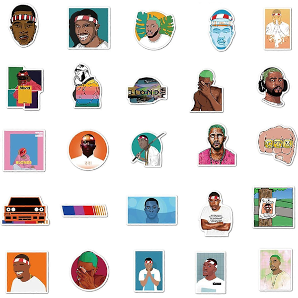 50 kpl Frank Ocean -tarroja, amerikkalaisen hip hop -laulajan vedenpitävät vinyylitarrat tytöille, teineille ja aikuisille