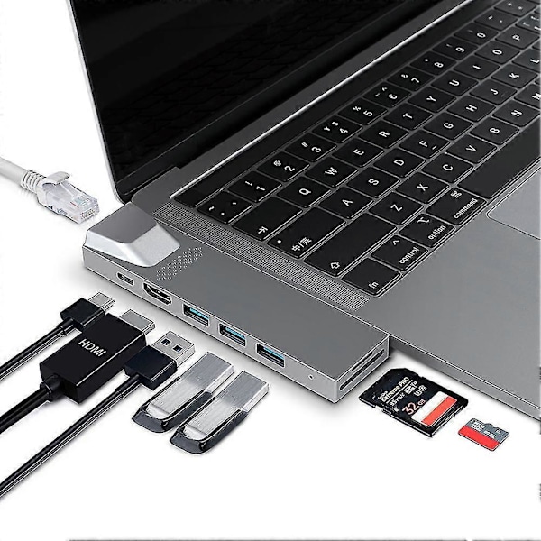 USB-C Hub TF-läsare HDMI-kompatibel USB 3.0 Adapter för MacBook Pro Thunder-bolt