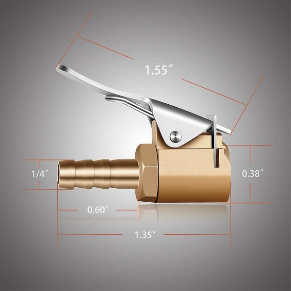 1/4\" messinkinen rengaspaineen täyttölukko, minikompressori rengaspaineen täyttöletkun pää letkun korjaukseen - 2 kpl