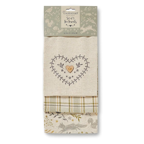 Cooksmart 3 Pack Woodland Tea Towels