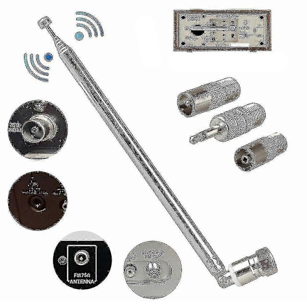 FM Radio Antenne 75 Ohm F Type Hanstik - Teleskopisk Design