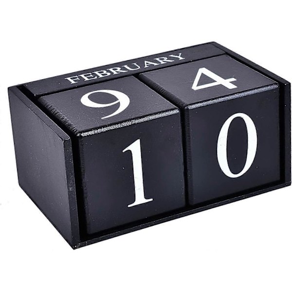 Skrivbordskalender i trä - Evighetskalender med block för månad och datum, hemmakontorsdekoration