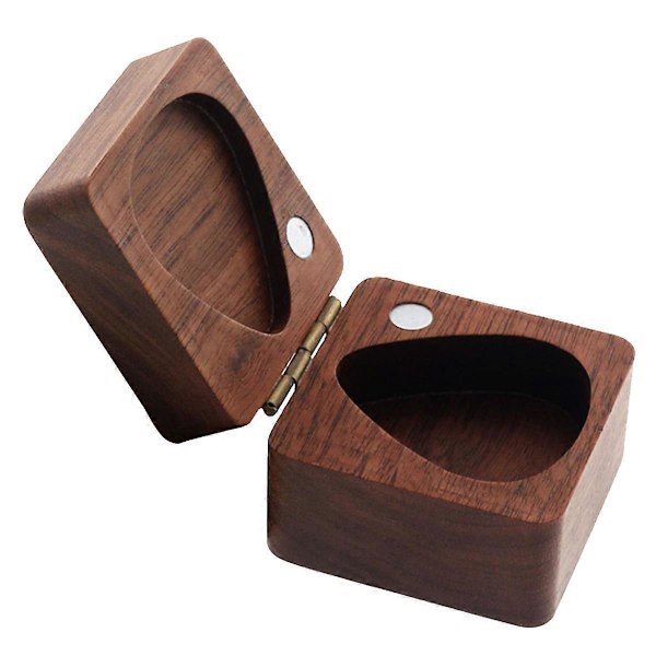 Plektrumbox Valnöt Gitarrplektrum Förvaringsfodral Hållare Organizer för Bas Ukulele Musikinstrument Tillbehör Gåvor