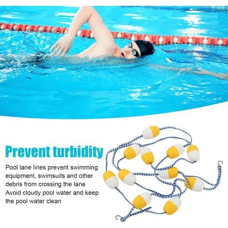 Magnetisk poolbane-separationsreb med PVC-flyder, 5m x 7cm, til indendørs pools, bruges til sikkerhed