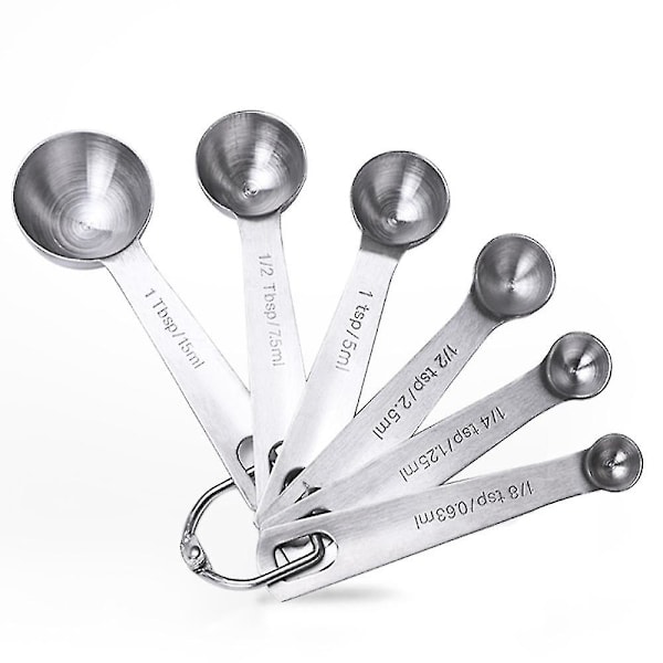 Measuring Spoons, Small Tablespoon With Metric And Us Measurements , Set Of 6 For Gift Measuring Dry